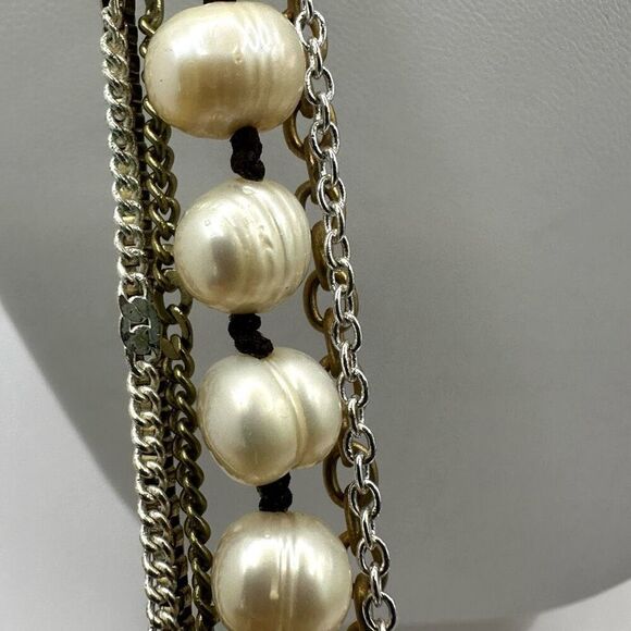 Nakamol brown  and cream pearl multi strand long chain necklace - Picture 11 of 15